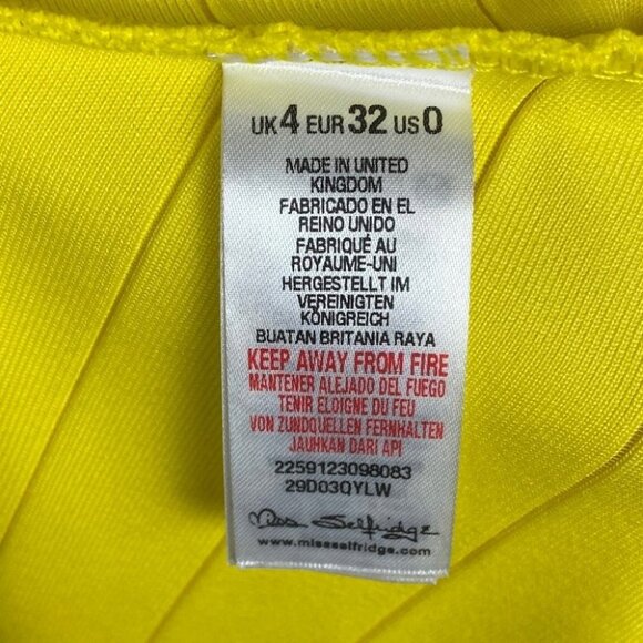 NWT Miss Selfridge Yellow Mini Dress Asymmetric Hem Size 0 New With‎ Tags Boho - Picture 8 of 13